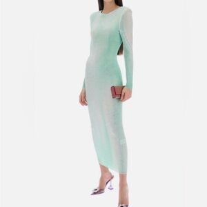 Self-Portrait Mint Long-Sleeve Maxi Dress
